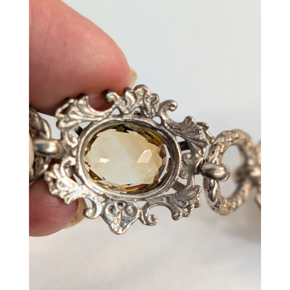 Vintage Natural Citrine Bracelet in 850 Silver